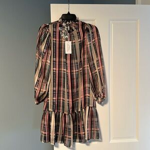 Corey Lynn Carter Magnolia dress. Size small. NWT. Pink plaid silk.
